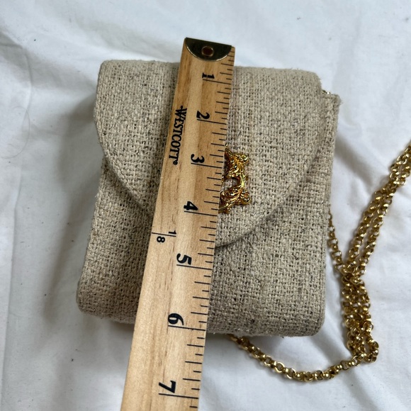 Beautiful Nina Arjani Canvas Buckle Bag Gold Chain A040123 - Picture 6 of 7